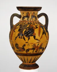 Euboian mustahahmoinen kaula-amfora, n. 570-60 eKr. (terrakotta)